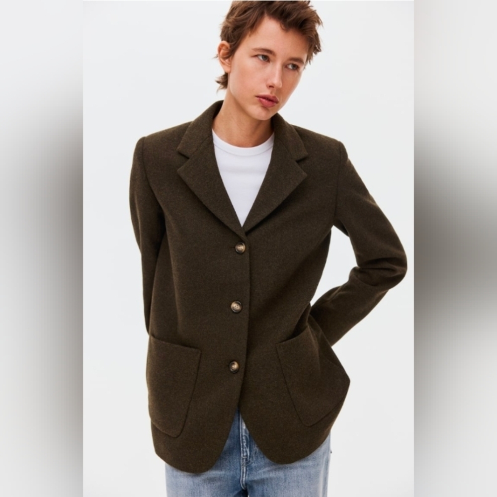 H&M Dark khaki green Women's wool blend Blazer